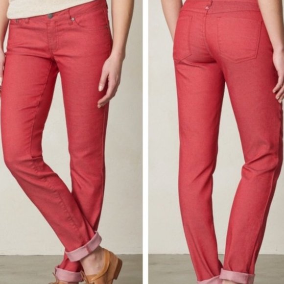 PRANA Kara Sunwashed Red low rise fitted jeans NWT - Picture 1 of 12